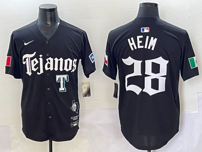 Men 2025 Texas Rangers #28 Heim Black Five generations Joint Name Nike MLB Jersey style 7->texas rangers->MLB Jersey